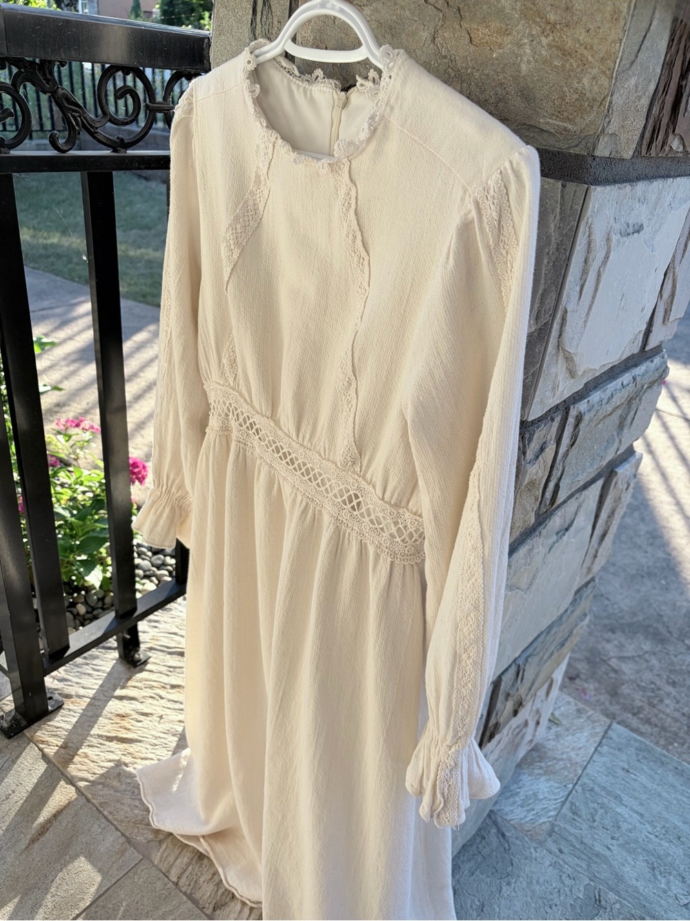 Cream Cottage Crochet Trim Prairie Maxi Dress